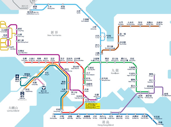 香港の地下鉄 地図